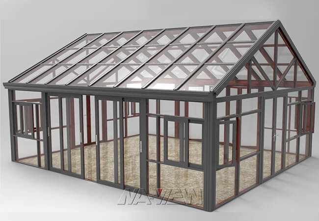 Ha annunciato il Sunroom all'aperto del soffitto di cattedrale di timpano del Sunroom moderno del tetto 0